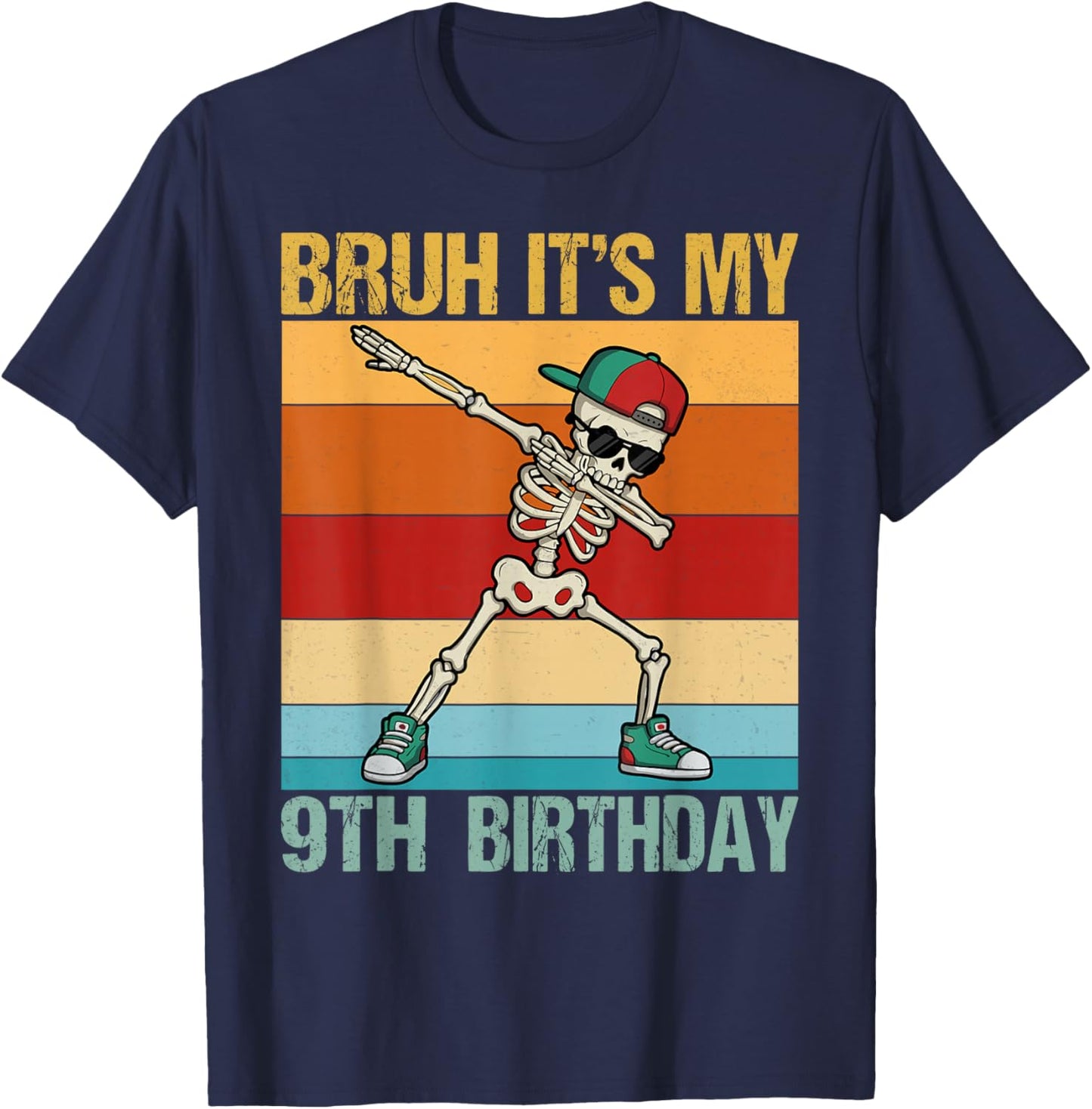 Funny Bruh It's My 9th Birthday 9 Year Old boy Birthday T-Shirt - T-Shirt | Navy