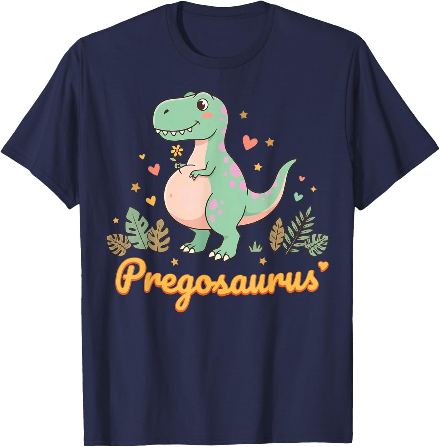 Pregosaurus Pregnant Mom Dinosaur T-Shirt - T-Shirt | Navy