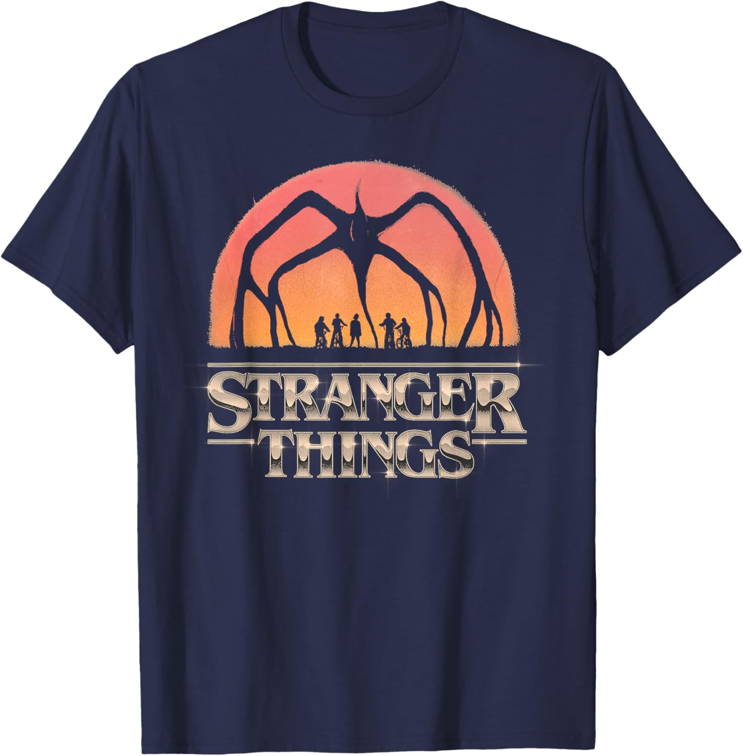 Stranger Things Season 5 Towering Mind Flayer Distressed T-Shirt - T-Shirt | Navy