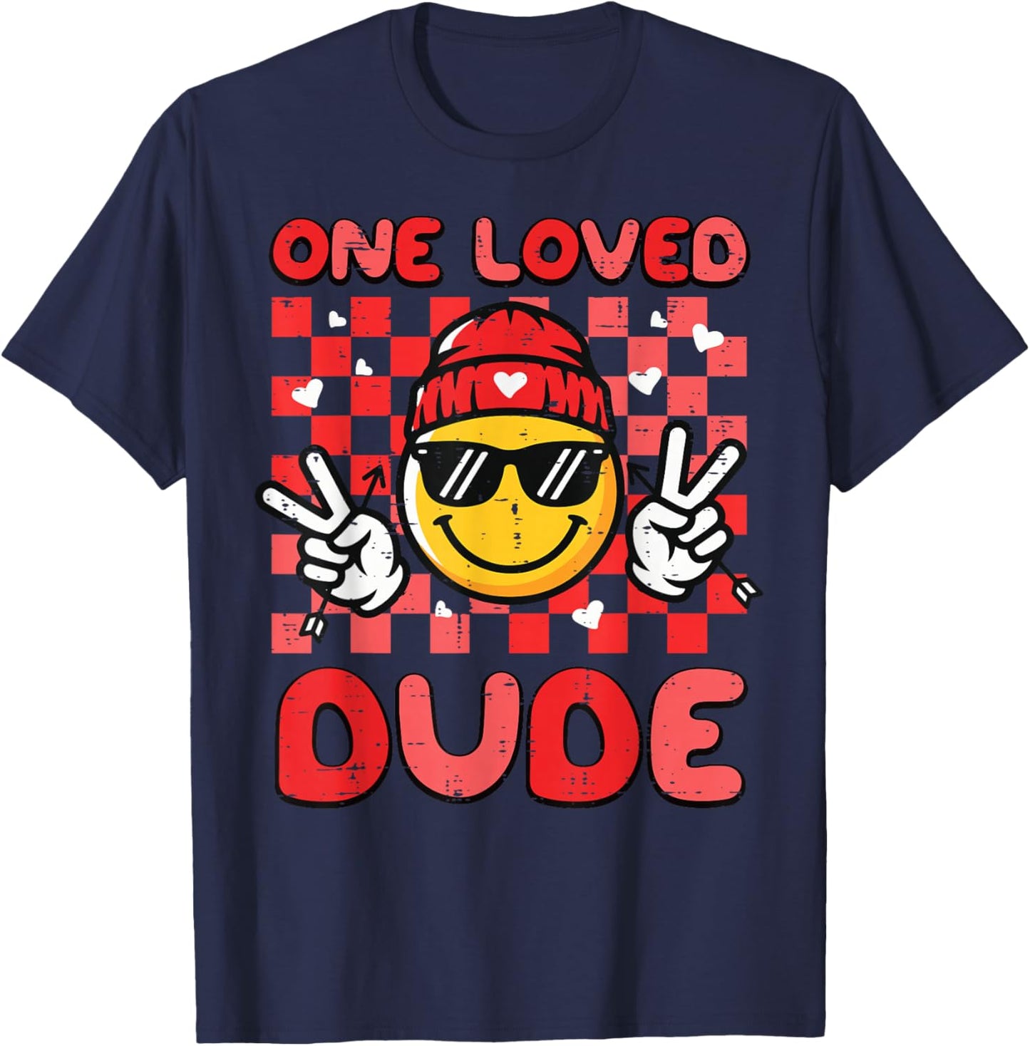 Valentines Day One Loved Dude Retro Boys Kids Men T-Shirt - T-Shirt | Navy