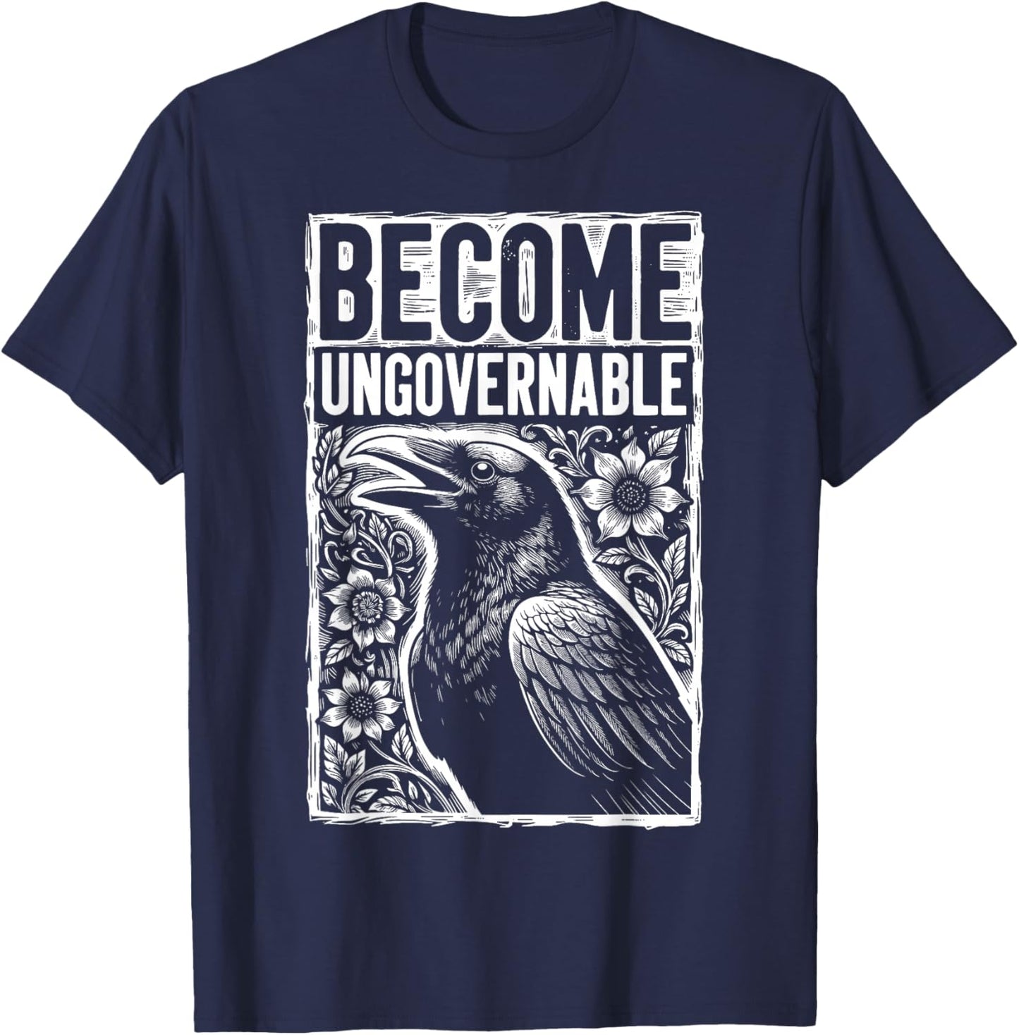 Become Ungovernable Crow - Feral Gothic Raven Vintage T-Shirt - T-Shirt | Navy