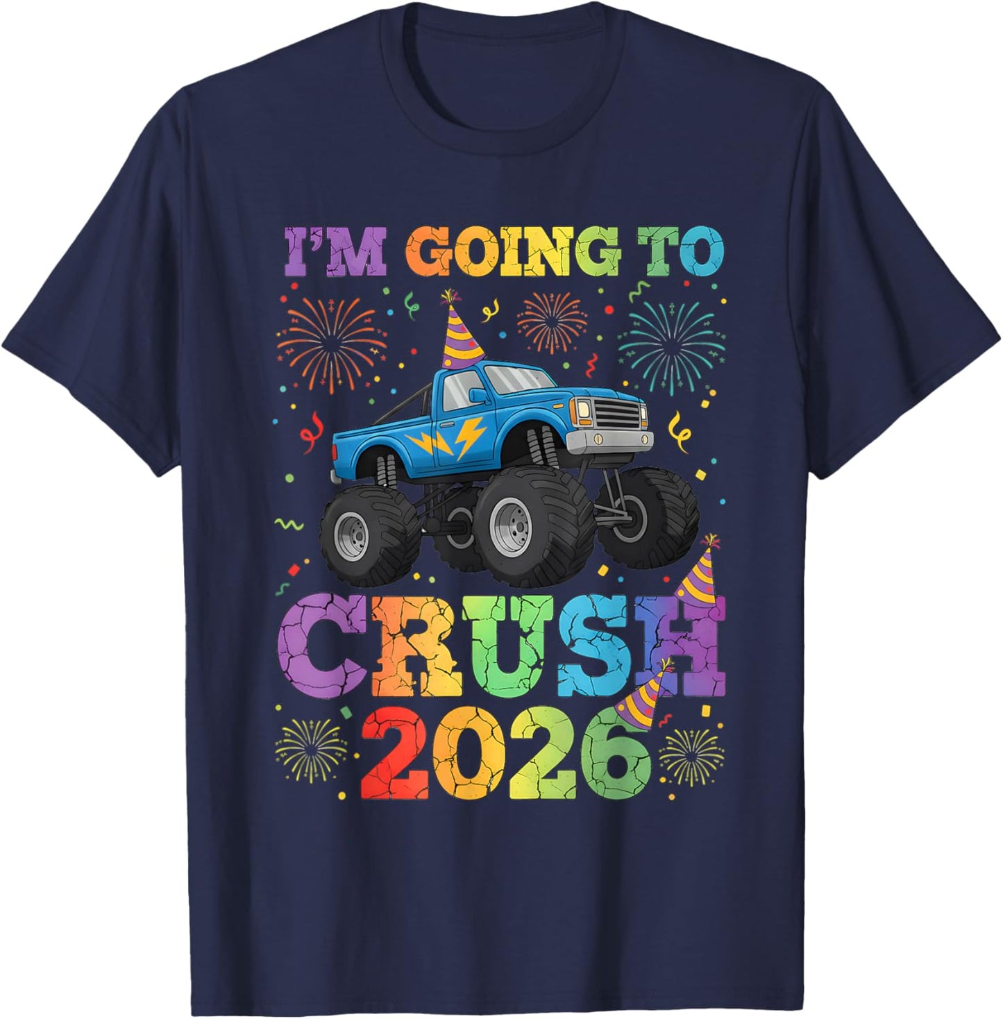 New Years Eve 2026 Monster Truck Boys Toddler Kids NYE Party T-Shirt - T-Shirt | Navy