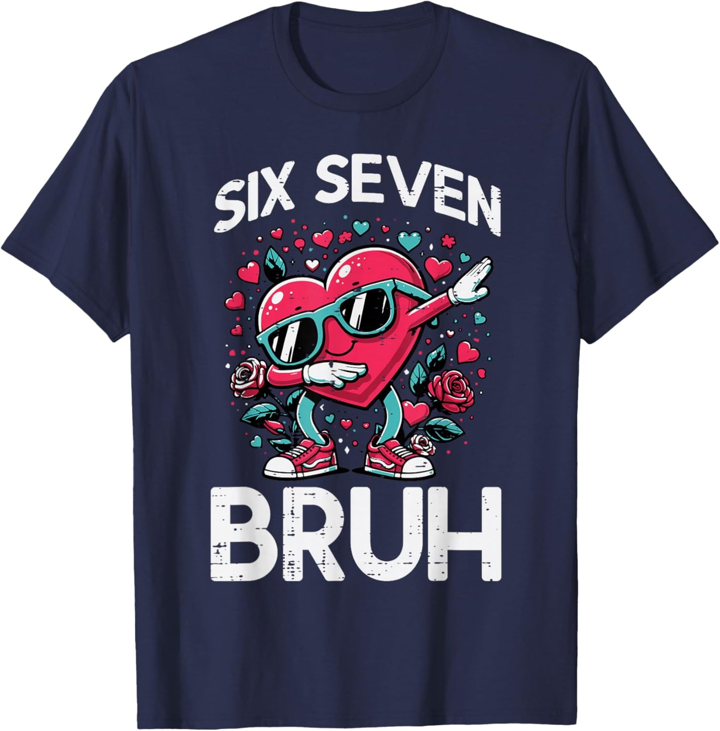 Dab Heart Six Seven Bruh 67 Valentine Meme 6 7 Kid Boy Youth T-Shirt - T-Shirt | Navy