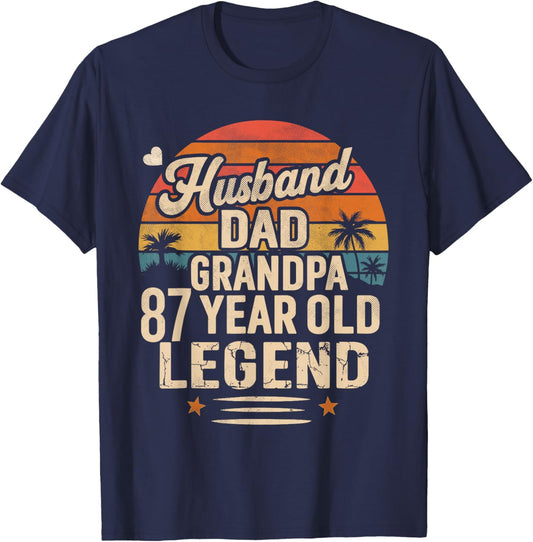 Legend Husband Dad Grandpa 87 Year Old 87th Birthday T-Shirt - T-Shirt | Navy