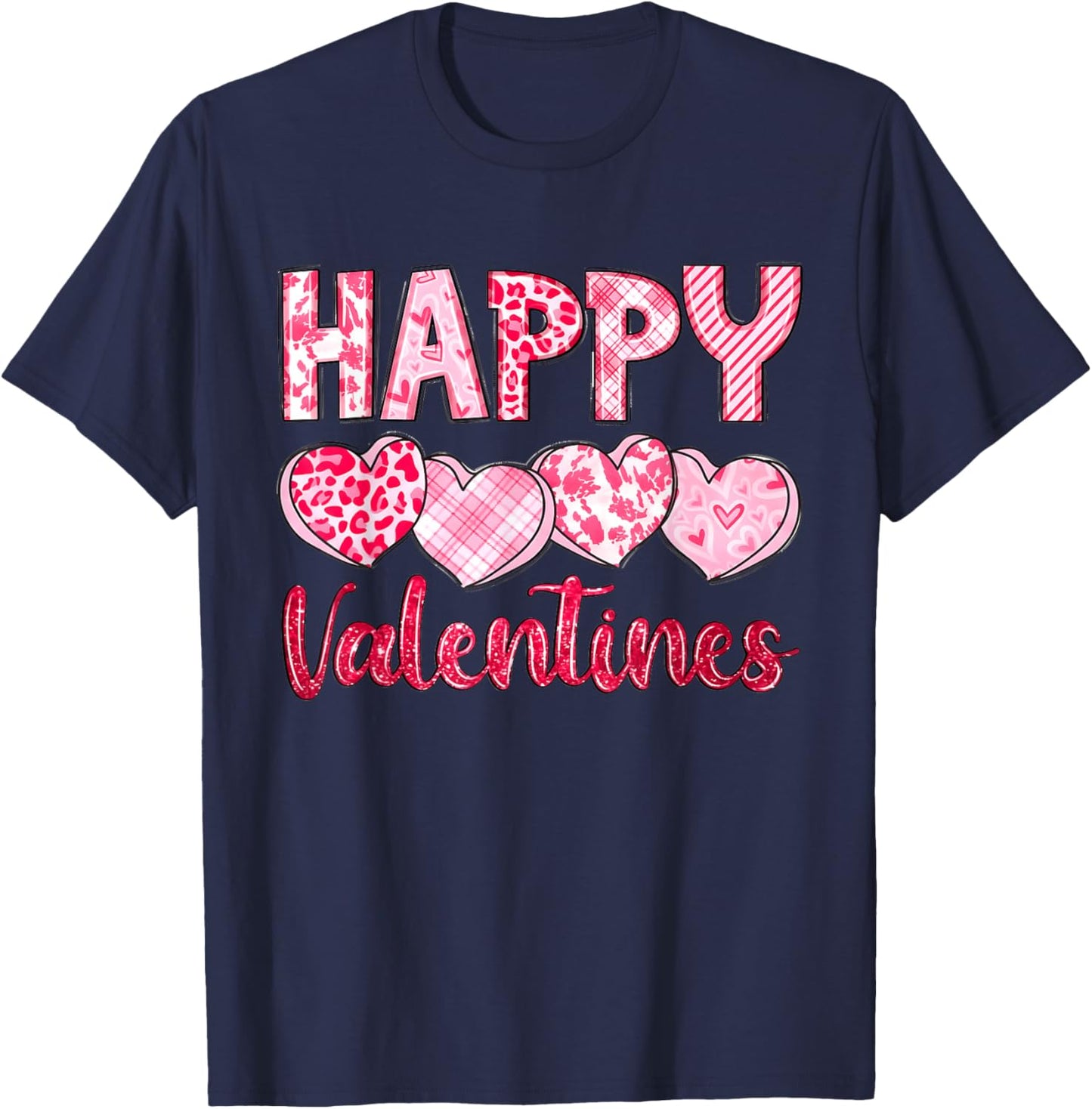 Happy Valentine Day Heart Love Women Couples T-Shirt - T-Shirt | Navy