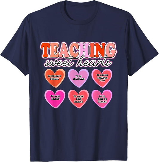 Valentine's Teacher Shirts: Teaching Sweethearts, Inclusive T-Shirt - T-Shirt | Navy