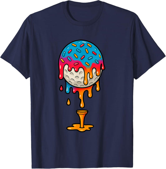 Dripping Sprinkles Golf Ball Colorful Golf Art Golfer Kids T-Shirt - T-Shirt | Navy