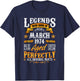 52rd Birthday Vintage Legends Born in 1974 52 Years March T-Shirt - T-Shirt | Navy