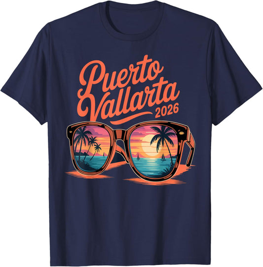 Puerto Vallarta 2026 Beach Vacation Mexico Crew Souvenirs T-Shirt - T-Shirt | Navy