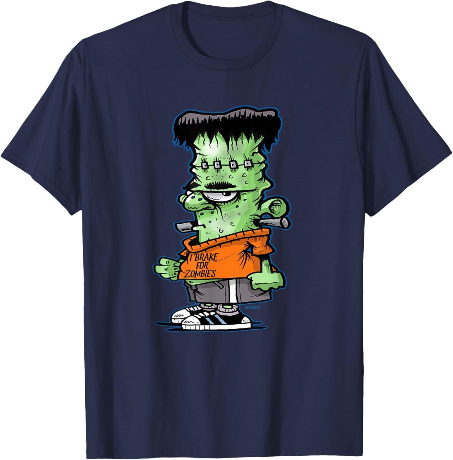 Little Frankie Stein Funny Halloween Monster Novelty T-Shirt - T-Shirt | Navy
