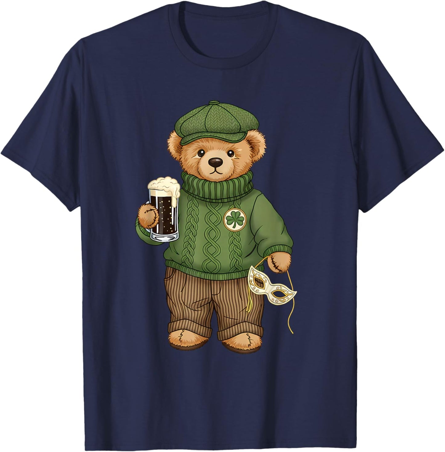 Feeling Lucky St Patricks Day Bear Clover Shamrocks Men T-Shirt - T-Shirt | Navy