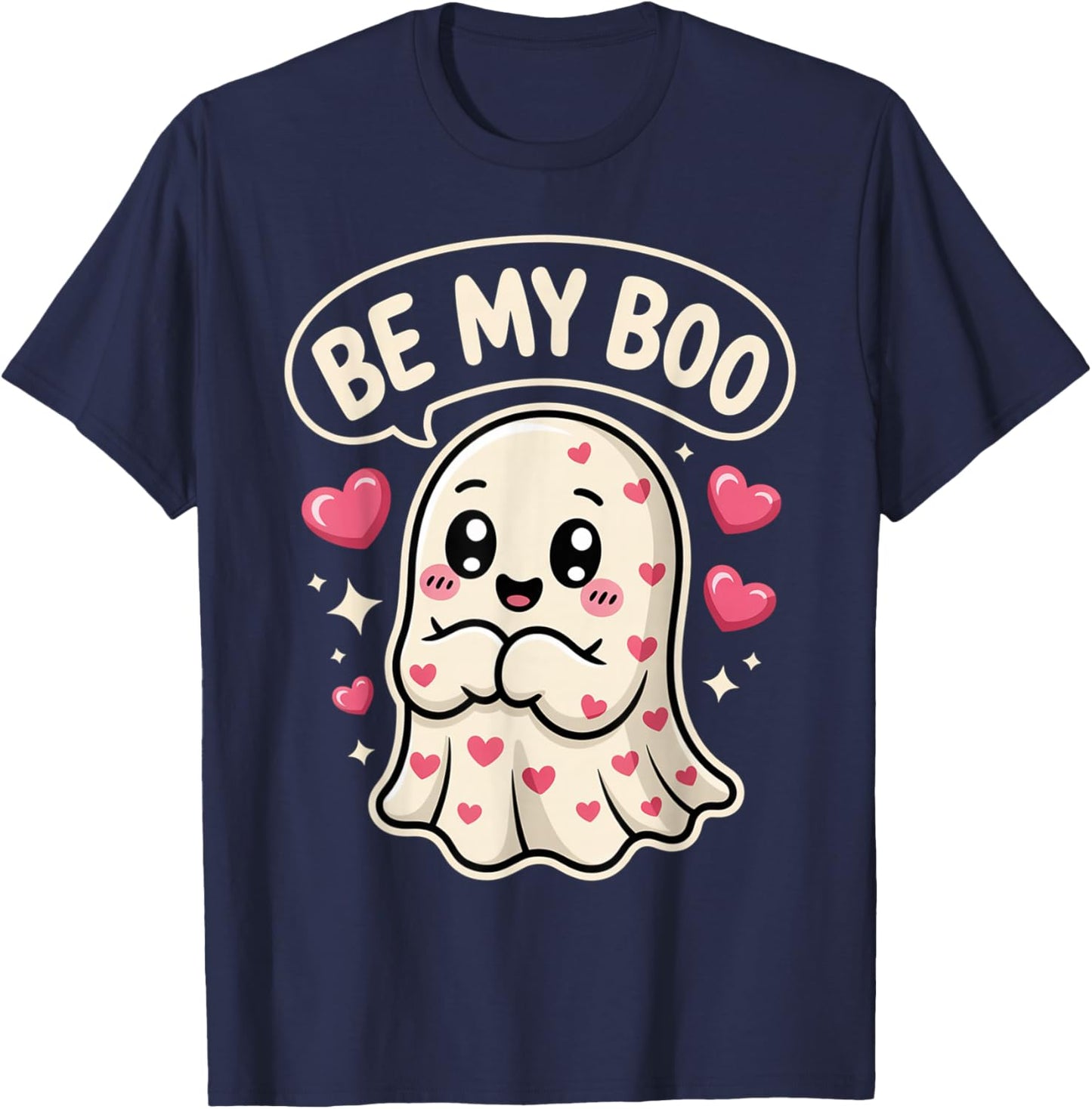 Valentine´s Day Be My Boo Cute Ghost Love T-Shirt - T-Shirt | Navy