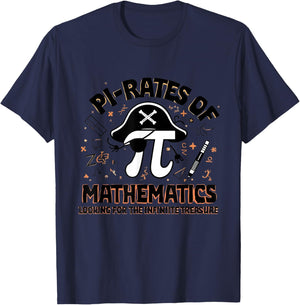 Pi-Rates of Mathematics Funny Pirate Math Teacher Student T-Shirt - T-Shirt | Navy