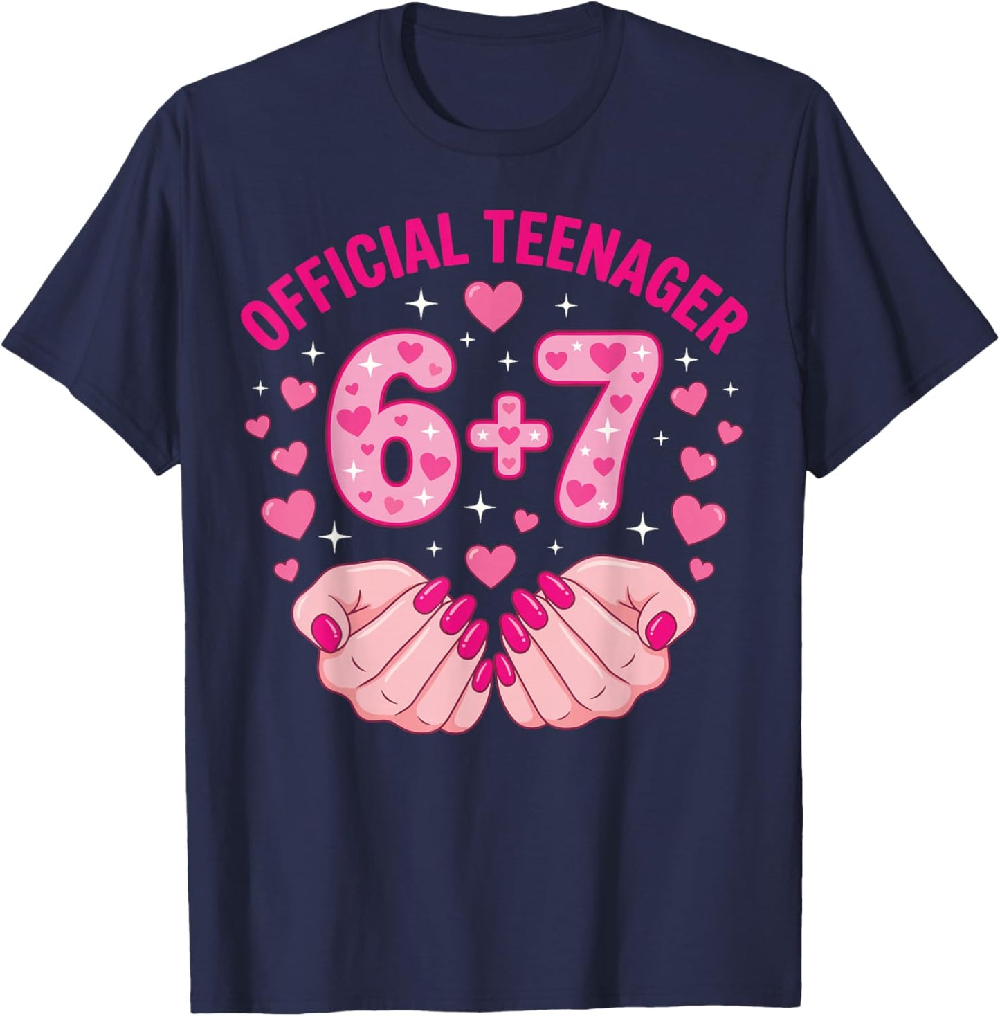6+7 Year Old Girls Teenager Nails 13th Birthday Girl 67 T-Shirt - T-Shirt | Navy