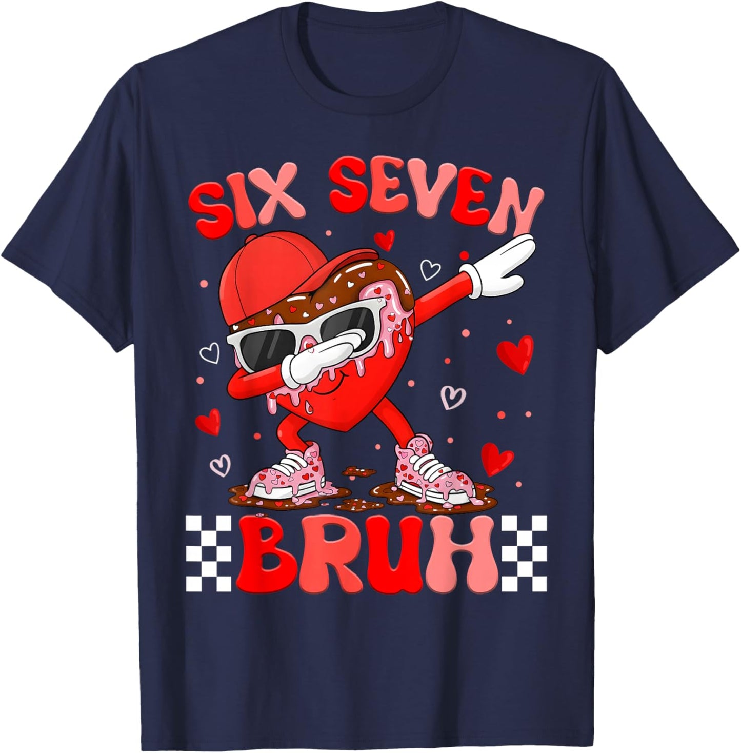 Bruh 67 Valentines Six Seven Meme Drip Heart 6 7 Boys Kids T-Shirt - T-Shirt | Navy