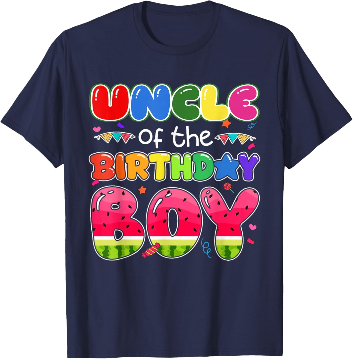 Uncle of The Birthday Boy Melon Family Matching Funny T-Shirt - T-Shirt | Navy