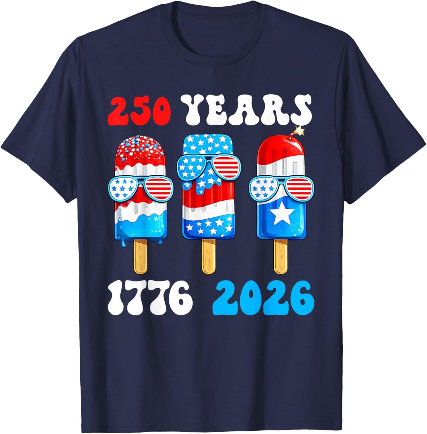 250 Years American 1776 2026 250th USA 4th of July Boy Kids T-Shirt - T-Shirt | Navy