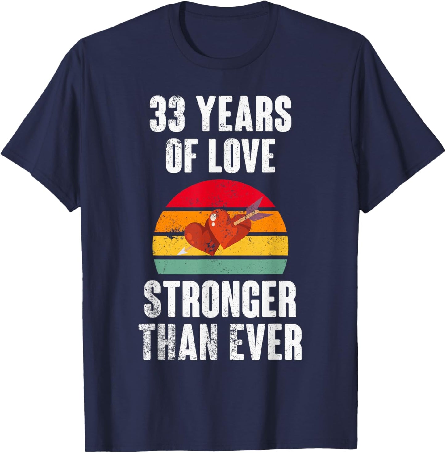 Vintage Sunset 33 Years Together 33rd Wedding Anniversary T-Shirt - T-Shirt | Navy
