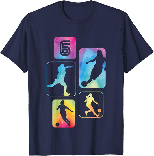 6th Birthday Girl Soccer Player Football 6 Years Old T-Shirt - T-Shirt | Navy