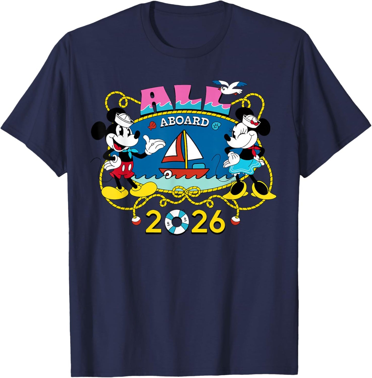 Disney Cruise Family Group Vacation Matching All Aboard 2026 T-Shirt - T-Shirt | Navy