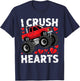 I Crush Hearts Valentine Monster Truck Boys Toddler Kids T-Shirt - T-Shirt | Navy