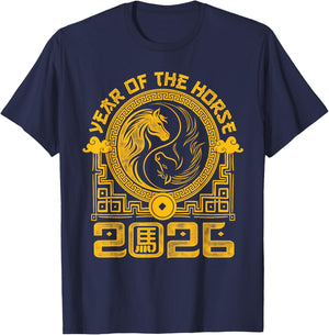 2026 Year of The Horse Chinese Zodiac Chinese New Year T-Shirt - T-Shirt | Navy
