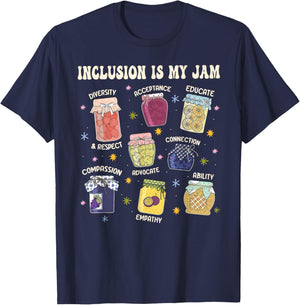 Inclusion is My Jam Autism Awareness Acceptance Compassion T-Shirt - T-Shirt | Navy