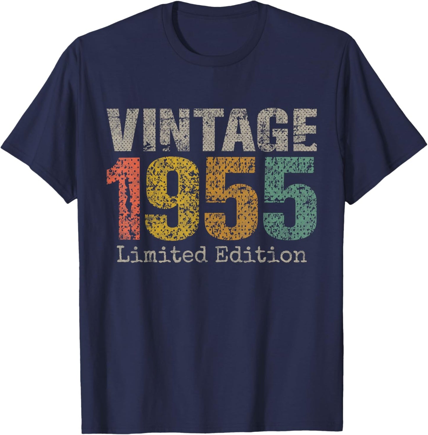Vintage 1955 Text 71st Birthday Gift Men Women 71 Year Old T-Shirt - T-Shirt | Navy