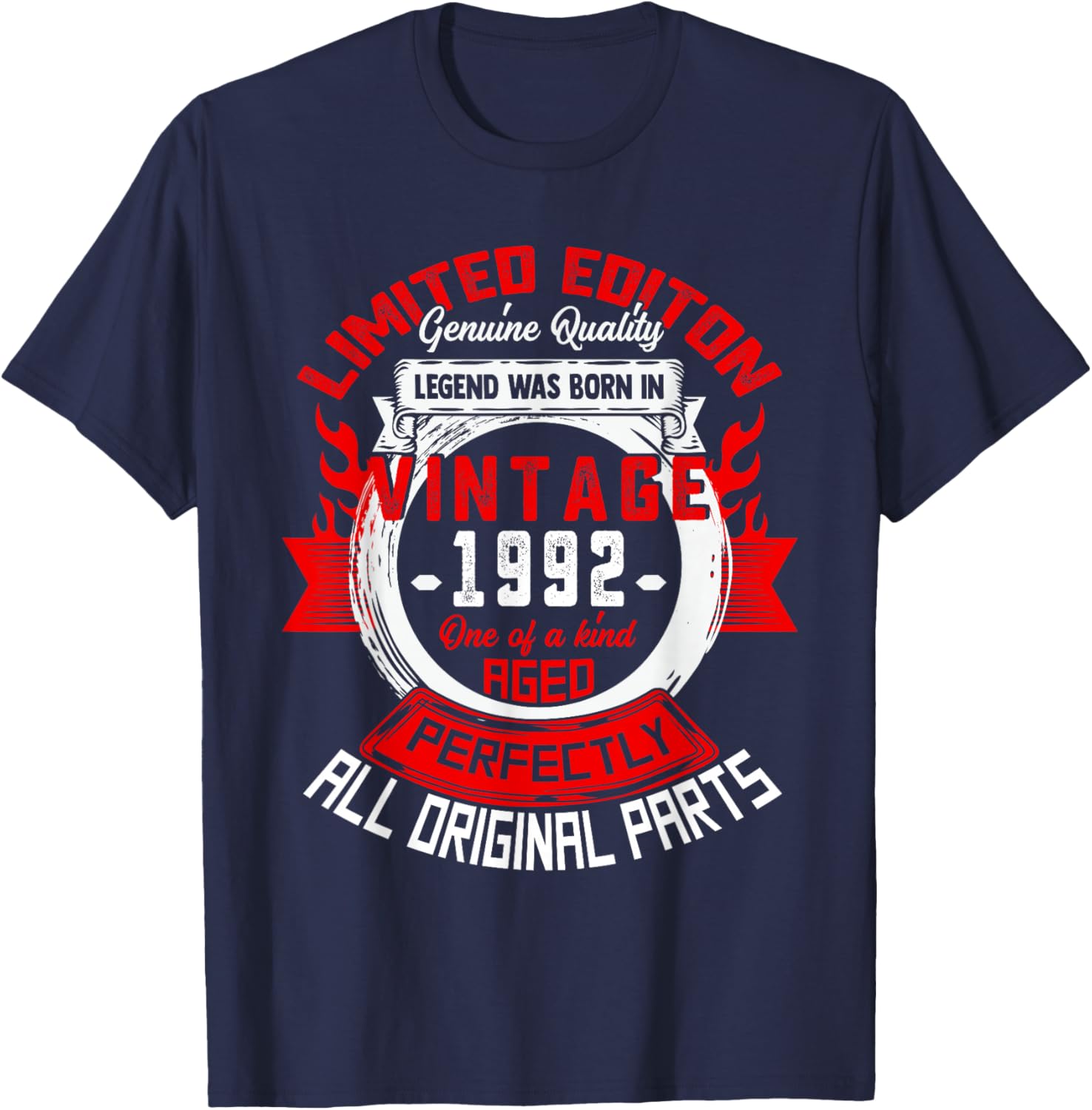 34th Birthday Gift Legend Born in 1992 34 for Years Old T-Shirt - T-Shirt | Navy