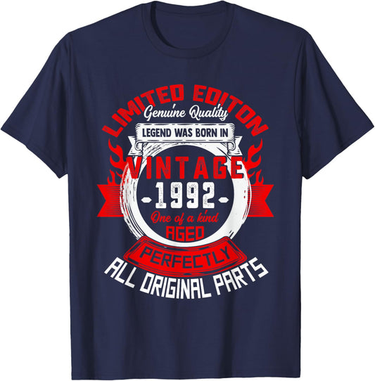 34th Birthday Gift Legend Born in 1992 34 for Years Old T-Shirt - T-Shirt | Navy