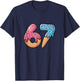 Six Seven Ice Cream Drip Cool Meme 67 Funny Number T-Shirt - T-Shirt | Navy
