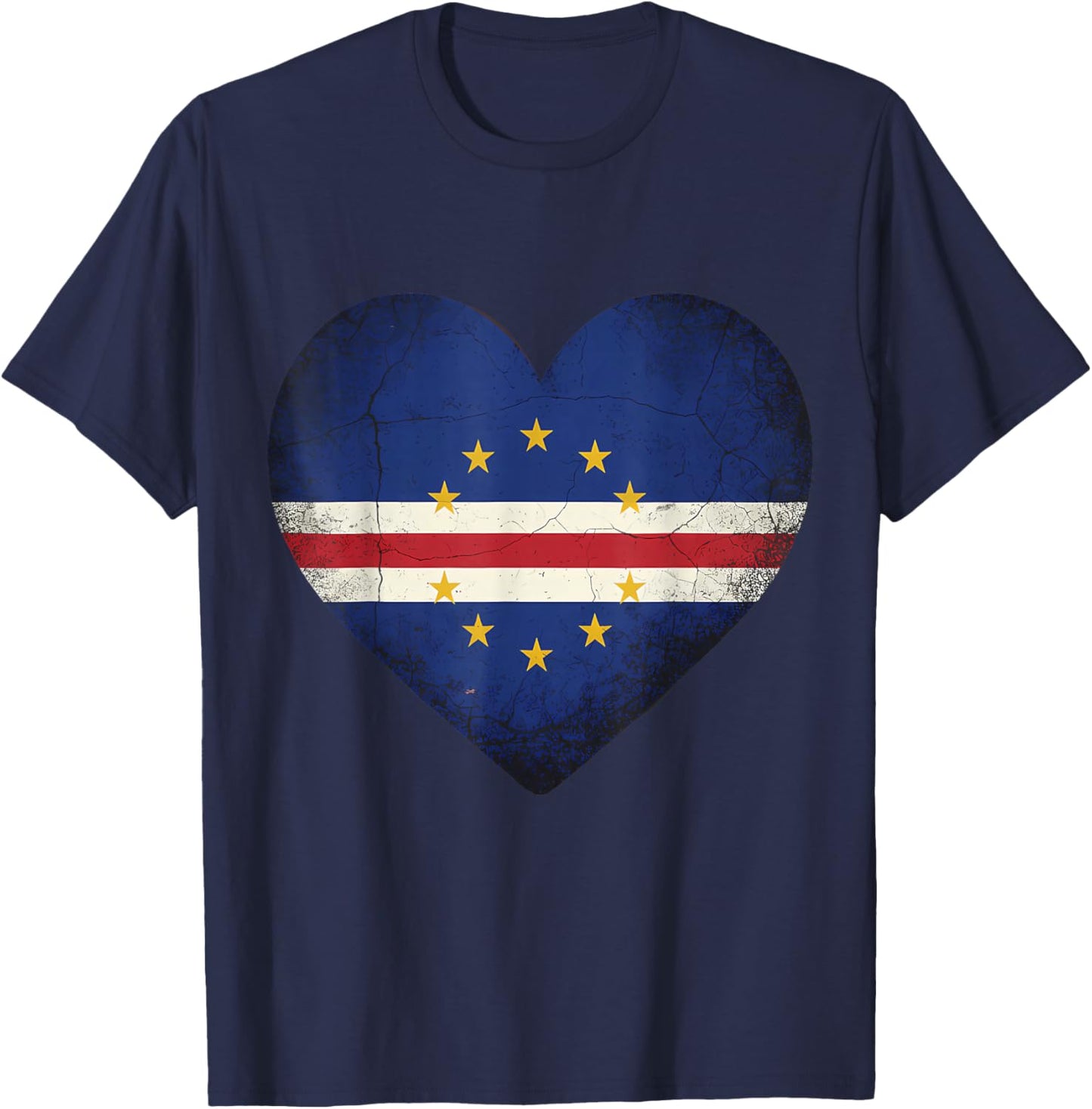 Cape Verde Roots Heart Cabo Verde Cape Verdean Flag T-Shirt - T-Shirt | Navy
