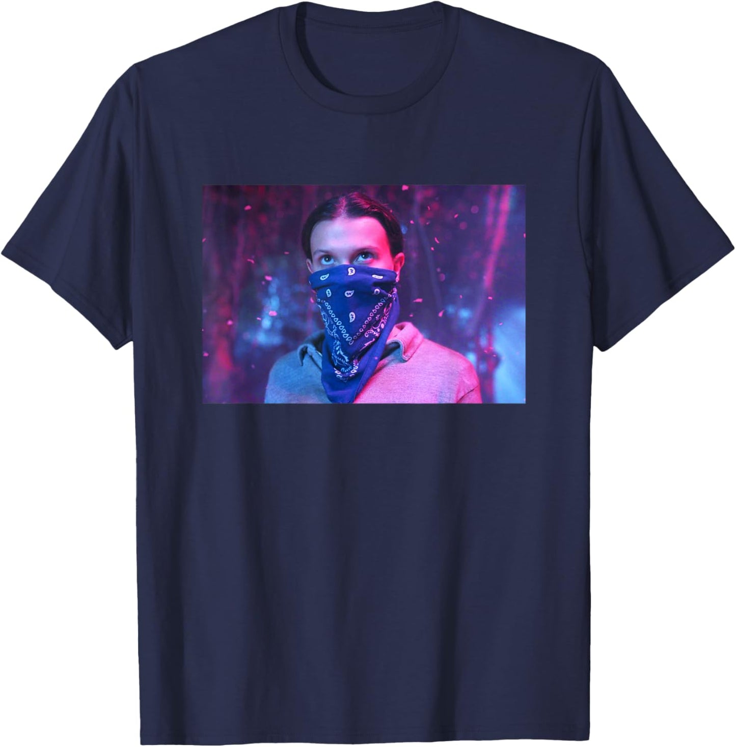 Stranger Things Season 5 Eleven I See You El Wearing Bandana T-Shirt - T-Shirt | Navy