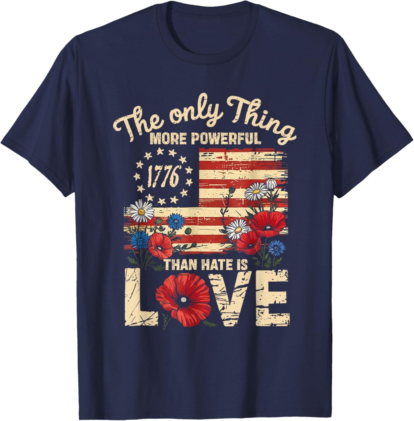 Heart Floral T-Shirt - T-Shirt | Navy