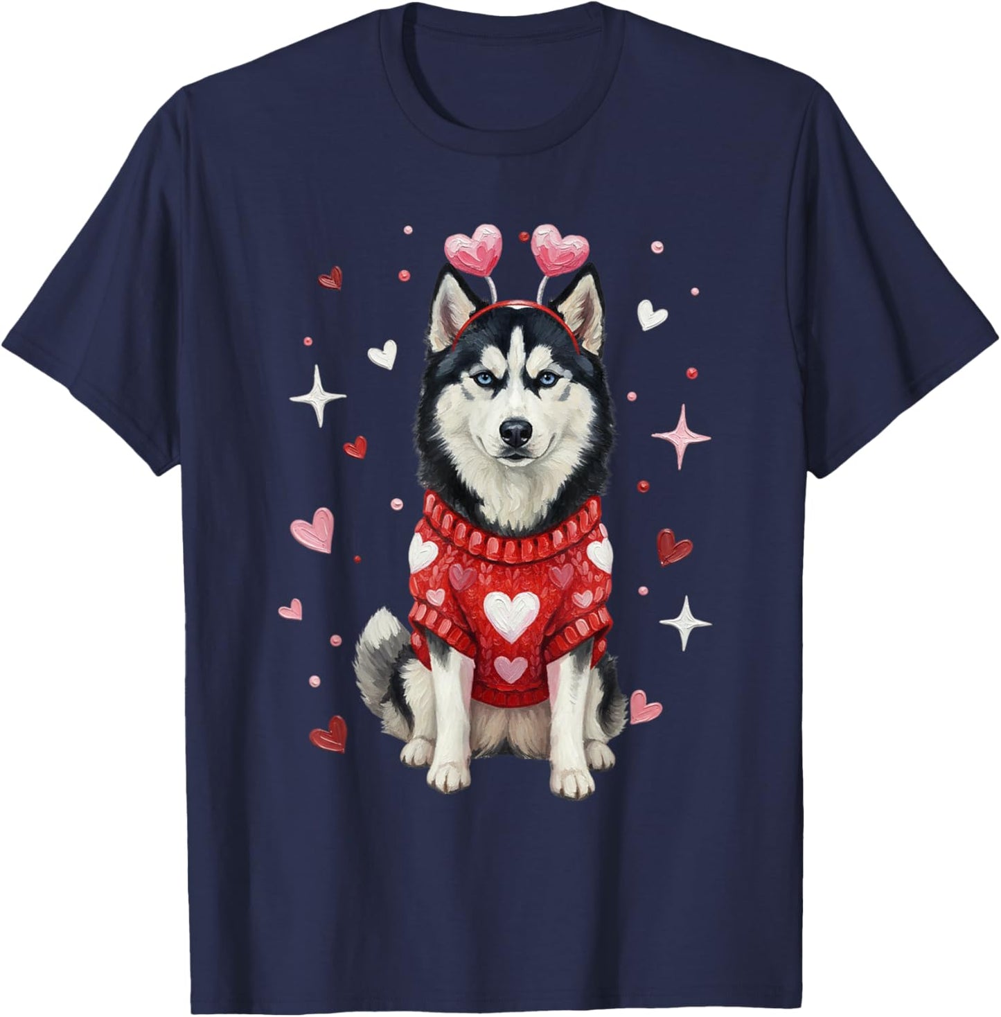 Cute Siberian Husky Valentine Heart Valentines Day T-Shirt - T-Shirt | Navy