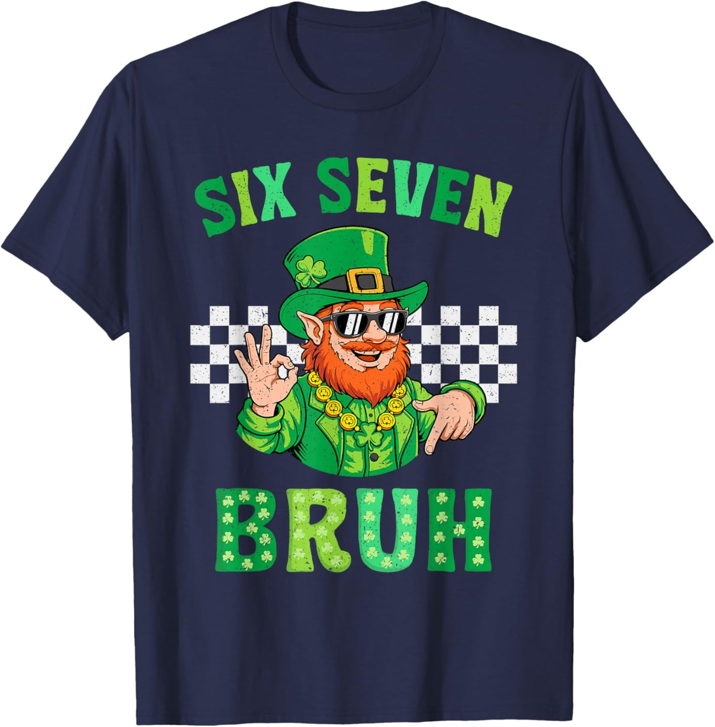 Six Seven Bruh 67 Meme St Patricks Day for Boys Youth Kids T-Shirt - T-Shirt | Navy