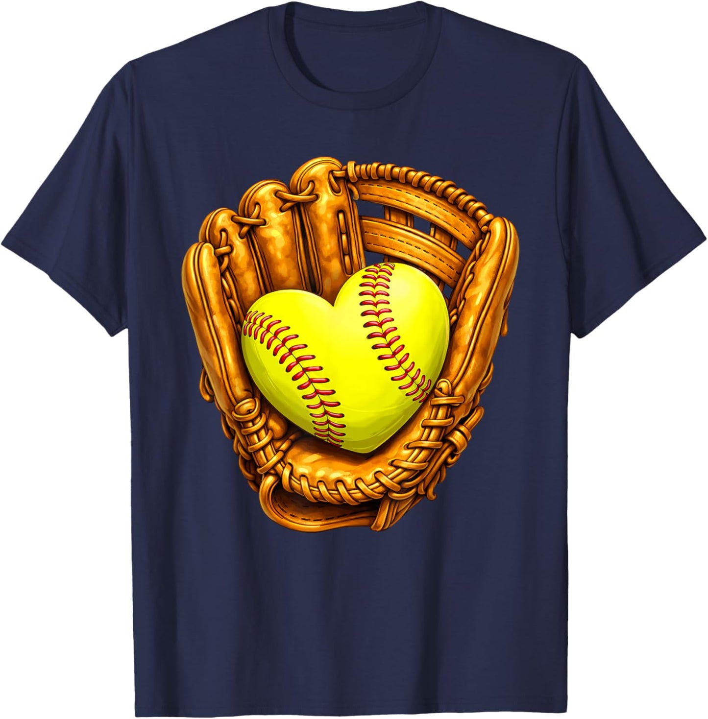 Cute Softball Heart Happy Valentines Boys Women Men Kids T-Shirt - T-Shirt | Navy