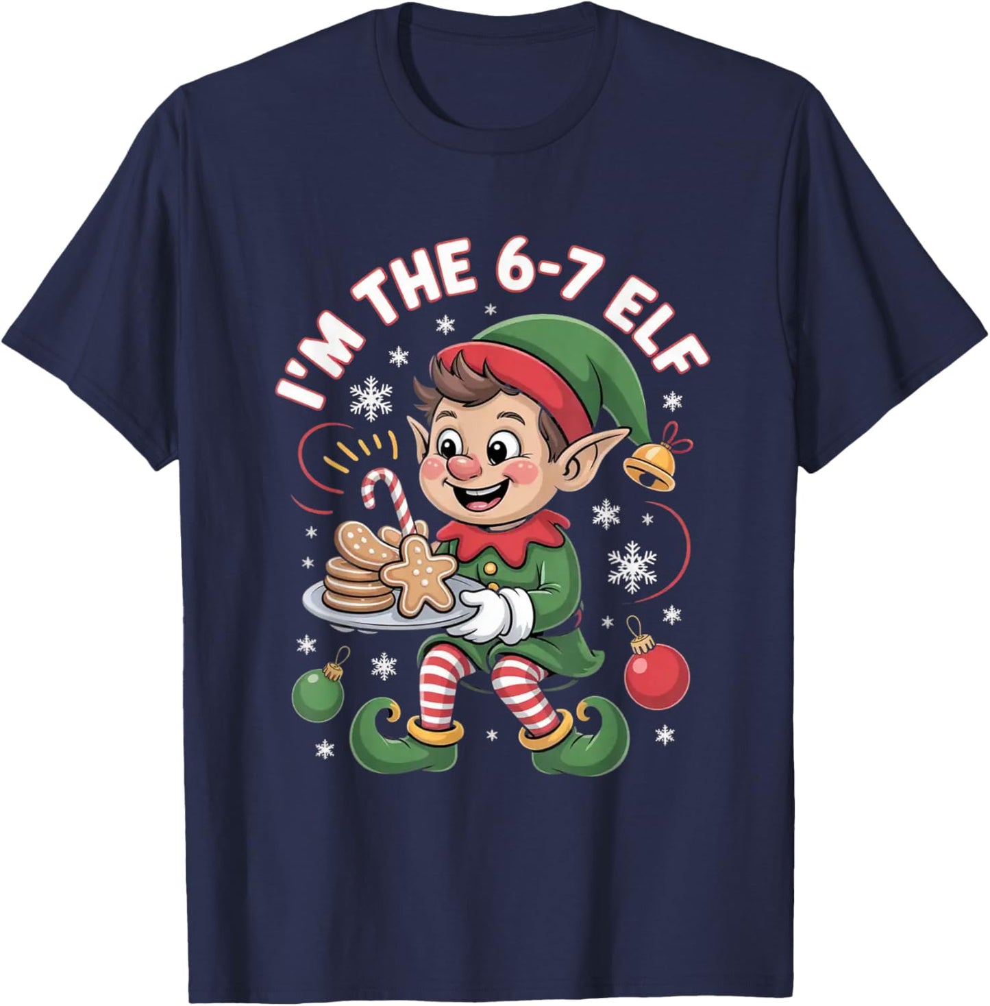 6-7 Christmas Ugly Sweater Six Seven Xmas 67 Meme Santa Elf T-Shirt - T-Shirt | Navy