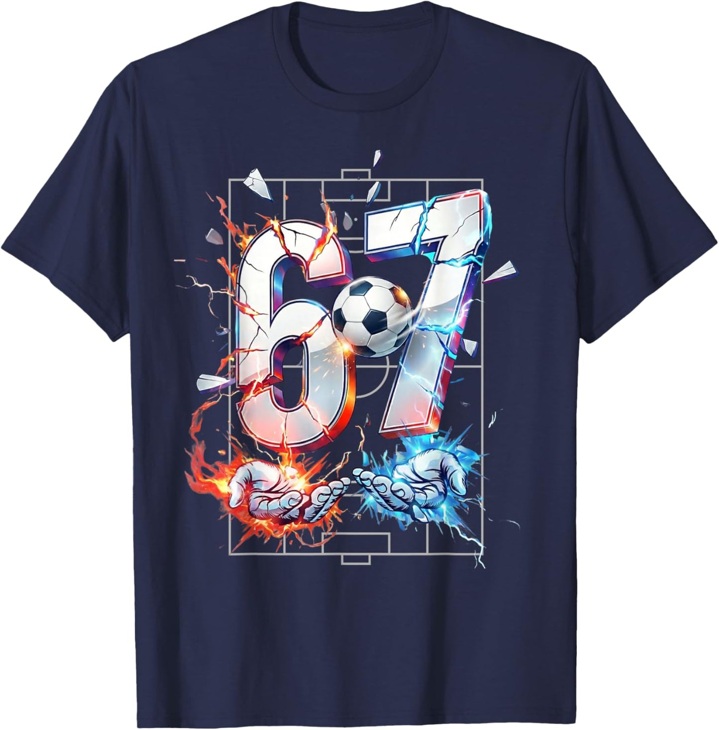 67 Soccer Six Seven Soccer 6 7 Kids Boys Girls Funny T-Shirt - T-Shirt | Navy