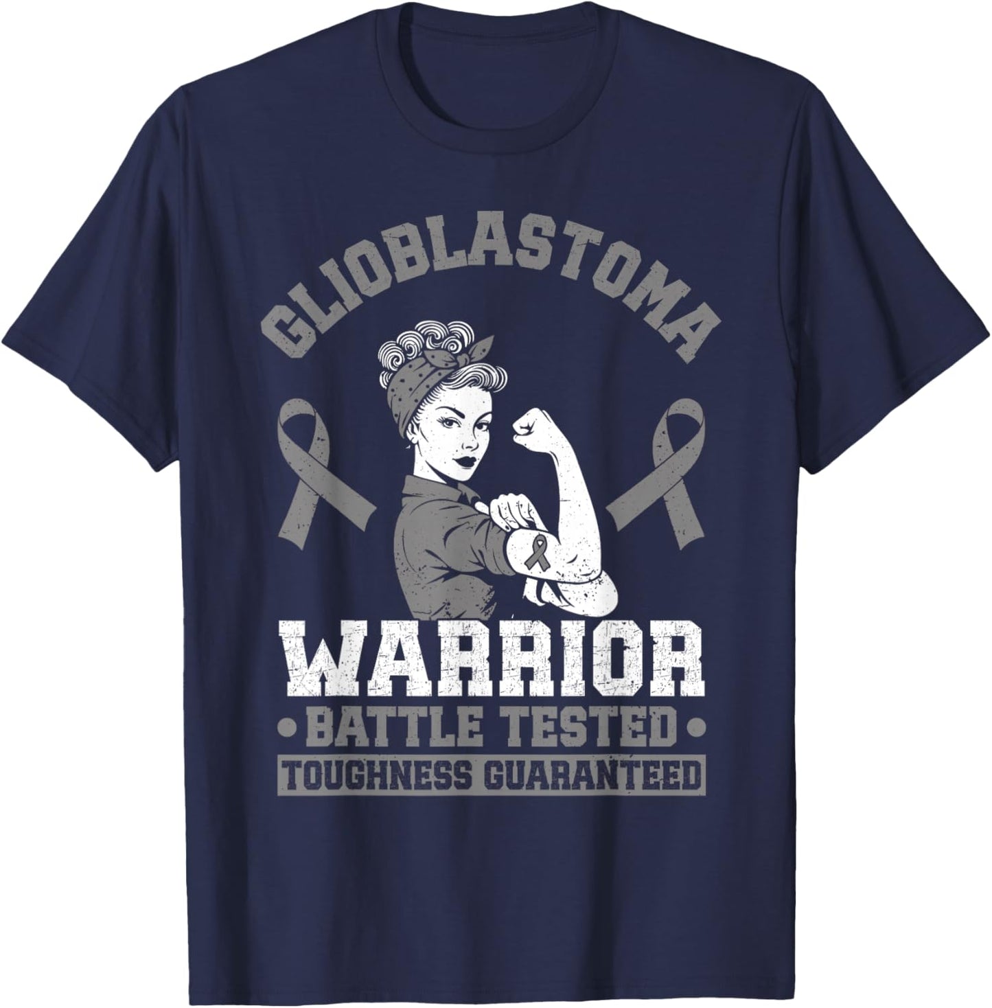 Glioblastoma Warrior GBM Awareness Funny Glioblastoma T-Shirt - T-Shirt | Navy
