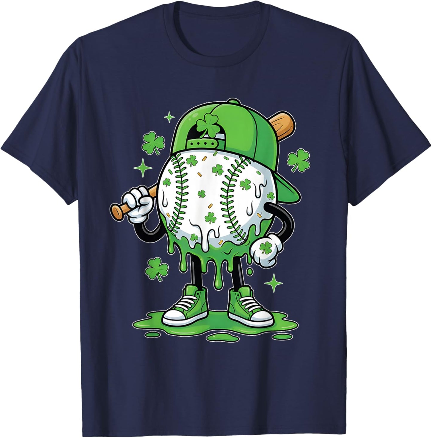 Baseball Drip Icecream Apparel Youth Boy St Patricks Day T-Shirt - T-Shirt | Navy