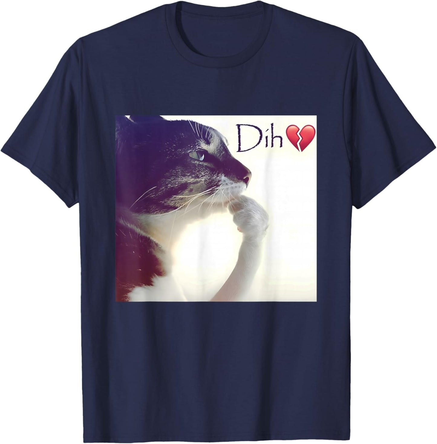 Dih Funny Thinking cat Meme Silly brainrot Kitten T-Shirt - T-Shirt | Navy