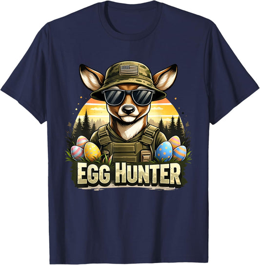 Happy Easter Day Camo Funny Hunting Boys Men Easter Egg T-Shirt - T-Shirt | Navy