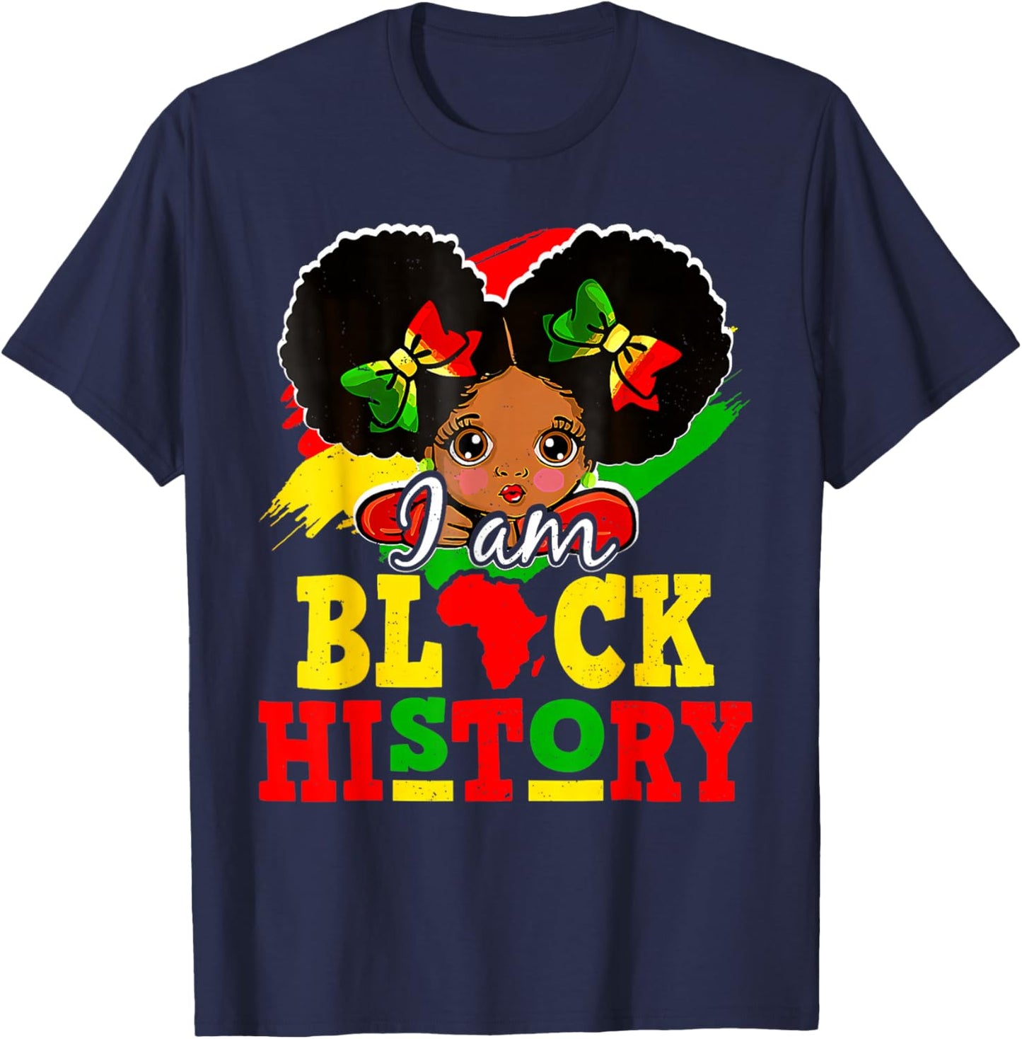 I Am Black History Month African American for Girls Kids T-Shirt - T-Shirt | Navy