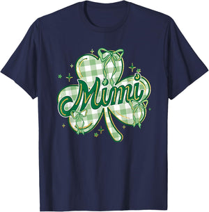 Lucky Mimi St Patricks Day Grandma Coquette Bow Shamrock T-Shirt - T-Shirt | Navy