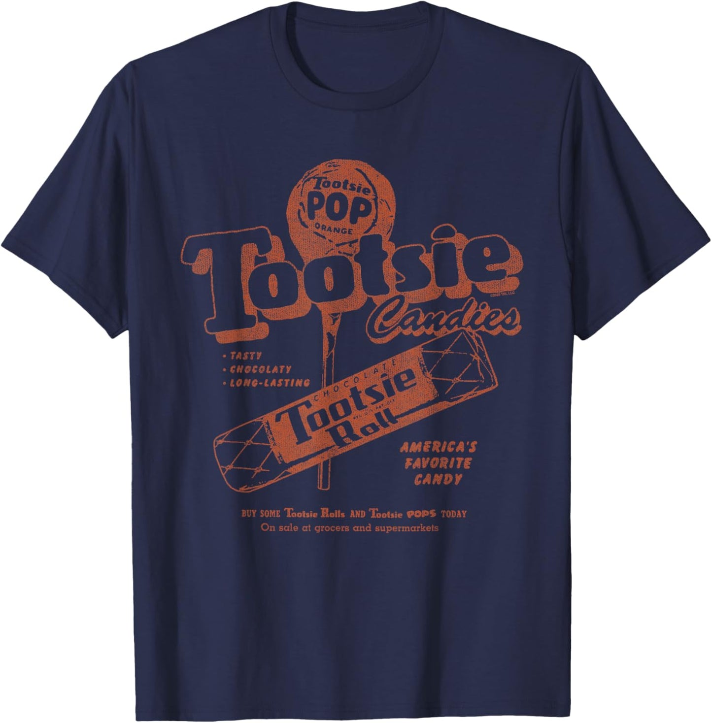 Tootsie Roll America's Favorite Candy Nostalgic Retro Candy T-Shirt - T-Shirt | Navy