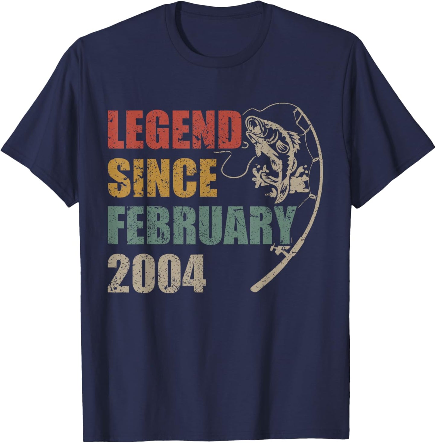 Legend Since February 2004 Fishing 22nd Birthday Fisherman T-Shirt - T-Shirt | Navy