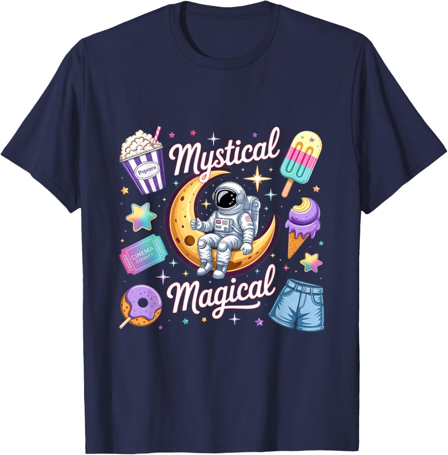 Mystical Magical Retro Aesthetic Space Gifts Men Women Kids T-Shirt - T-Shirt | Navy