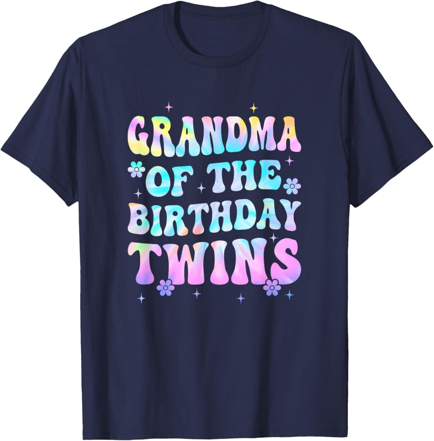 Grandma of The Birthday Twins Girls Kids Party Retro Bday T-Shirt - T-Shirt | Navy