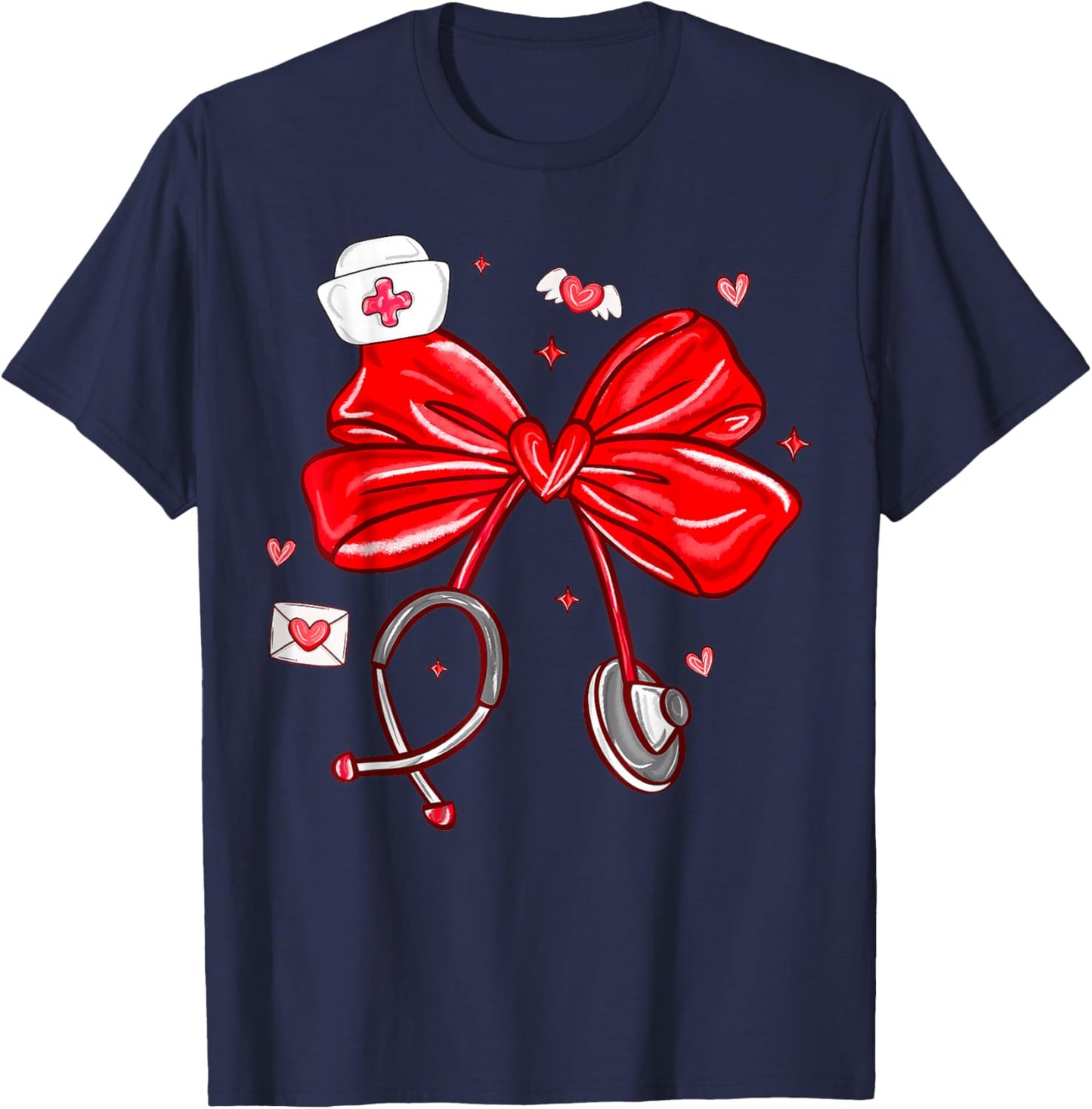 Preppy Nurse Valentine T-Shirt - T-Shirt | Navy